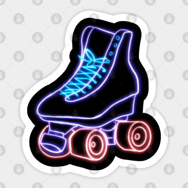 Neon Roller Skate Roller Skates Sticker TeePublic